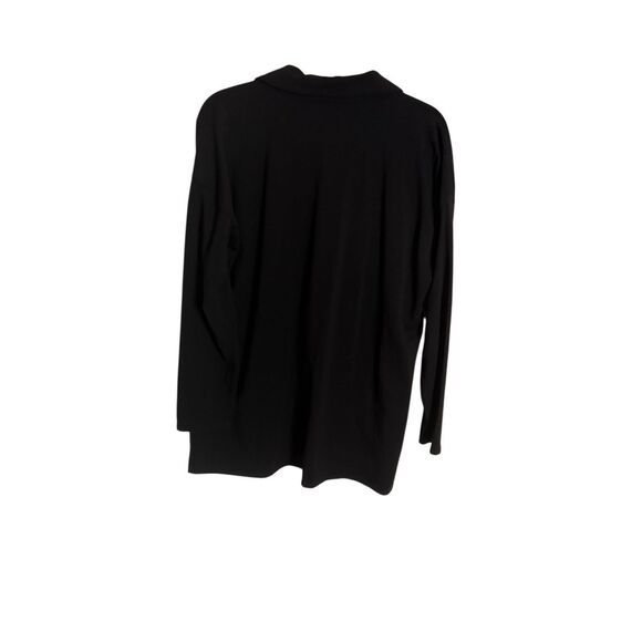 Eileen Fisher Pima Cotton Stretch Jersey Classic Collar Top Black Medium - Picture 5 of 5